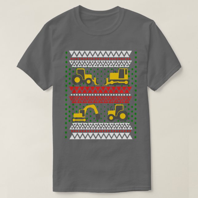 T-shirt Balayage Tractor Bulldozer Noël Douille moche (Design devant)