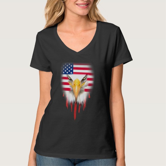 T-shirt Bald Eagle 4 juillet Drapeau Américain Patriotique (Devant)