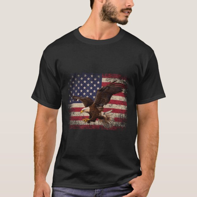T-shirt Bald Eagle 4Th Of July American Flag Country (Devant)