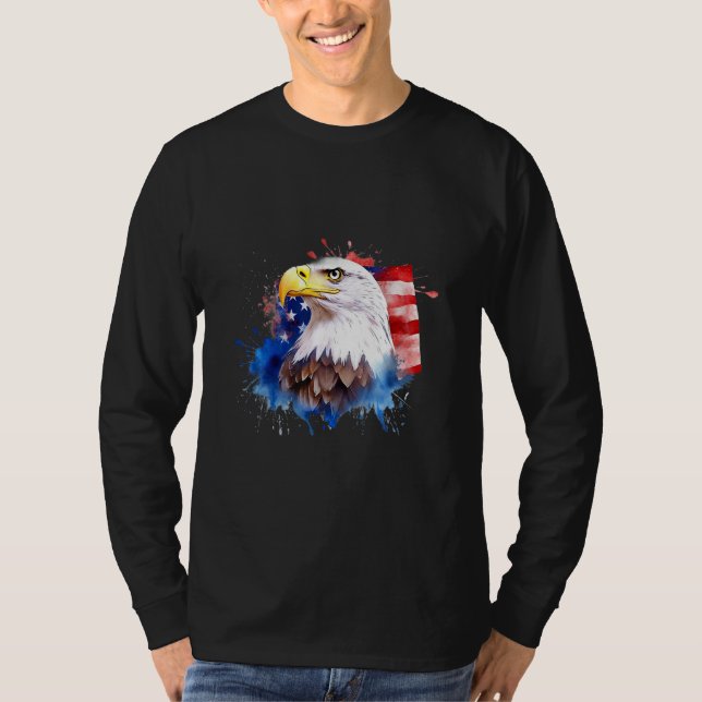 T-shirt Bald Eagle 4th of July American Flag Country Tee (Devant)