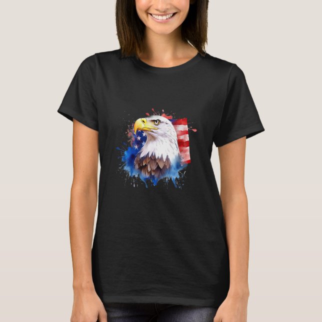 T-shirt Bald Eagle 4th of July American Flag Country Tee (Devant)