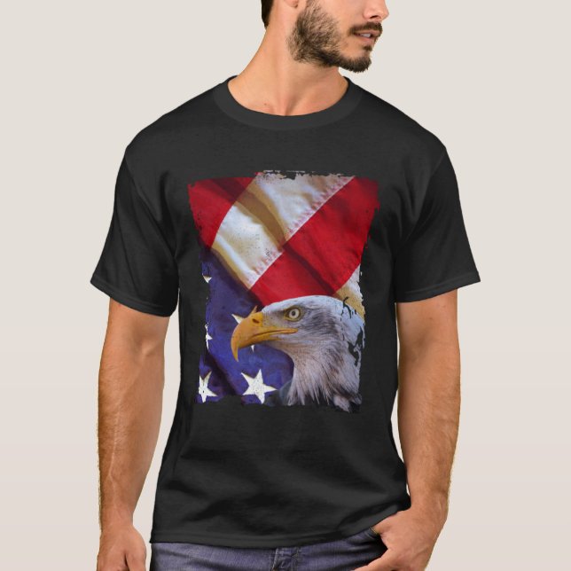 T-shirt Bald Eagle 4th of July Christmas American Flag Cou (Devant)