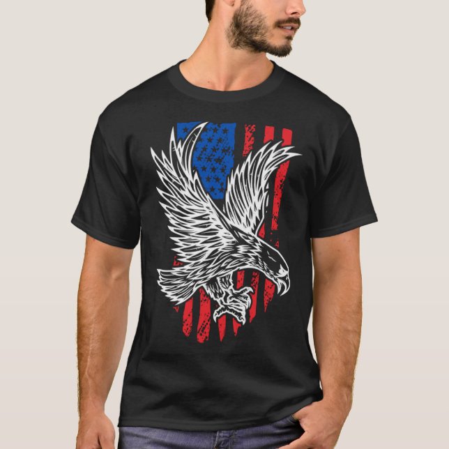 T-shirt Bald Eagle 4th of July Christmas American Flag Cou (Devant)