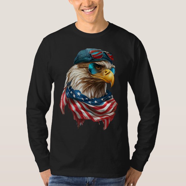 T-shirt Bald Eagle 4th of July Christmas American Flag Of  (Devant)