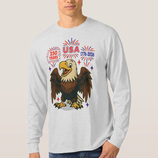 T-shirt Bald Eagle avec Fireworks - USA 250 ans 1776-2026 (Devant)