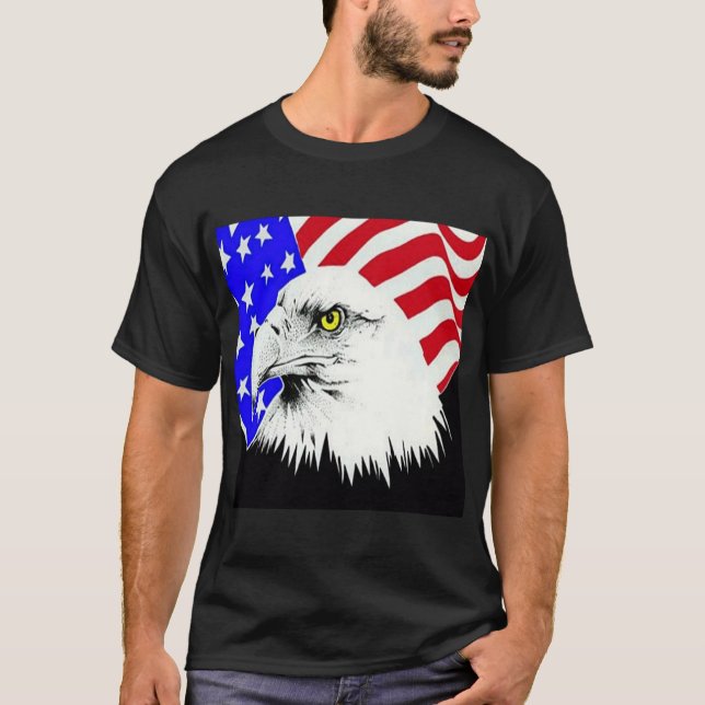 T-shirt Bald Eagle et drapeau américain (Devant)