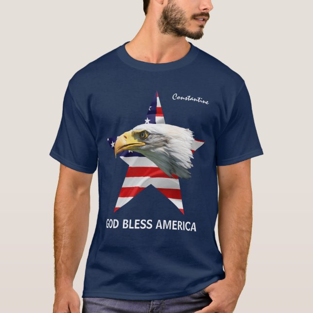 T-shirt Bald Eagle, Etoile, Drapeau personnalisable classe (Devant)