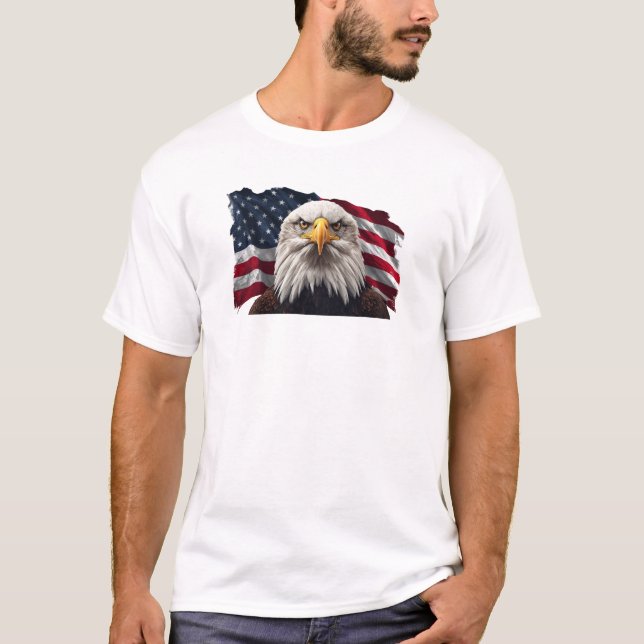 T-shirt Bald Eagle Face avec drapeau américain (Devant)