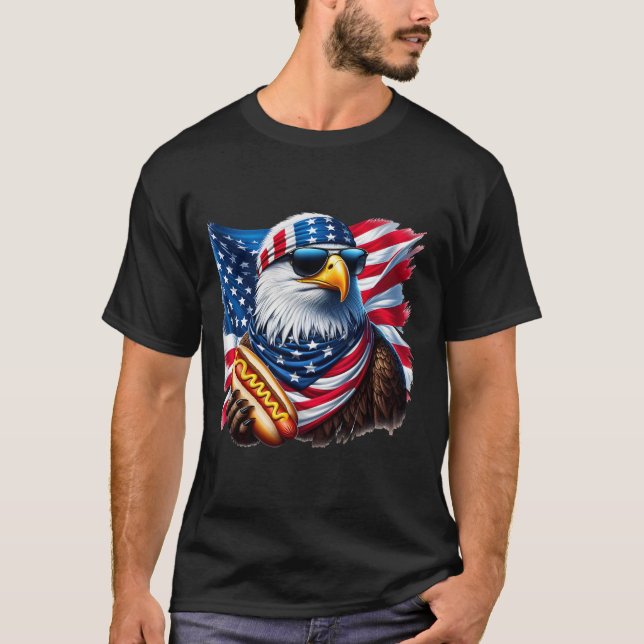 T-shirt Bald Eagle Hotdog Funny American Patriotic 4th Of  (Devant)