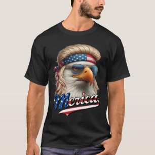 T-shirt Bald Eagle Merica 4 juillet Eagle Blonde Mullet Am