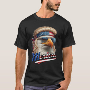 T-shirt Bald Eagle Merica 4 juillet Eagle Blonde Mullet Am