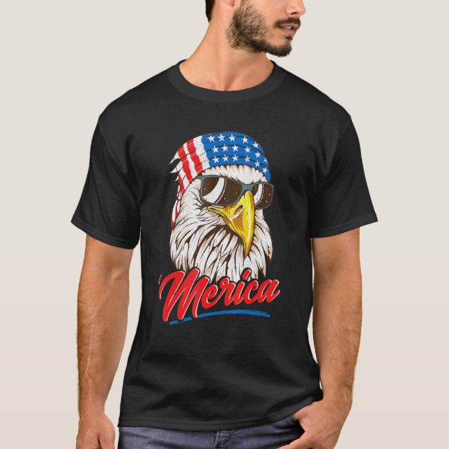 T-shirt Bald Eagle Merica 80s Mullet Eagle Amérique Usa 4e (Devant)