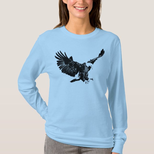 T-shirt Bald Eagle Silhouette Pop Art (Devant)