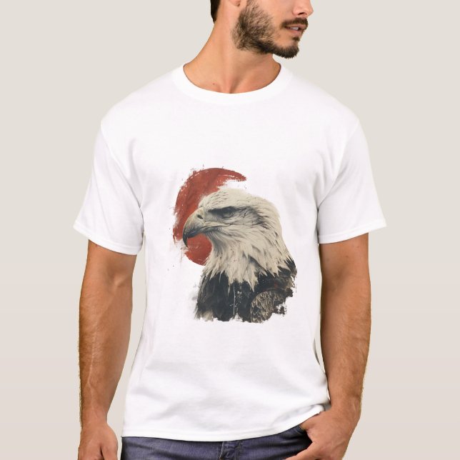 T-shirt Bald Eagle Ukiyo-e, Zenga et japonais Animal Art (Devant)