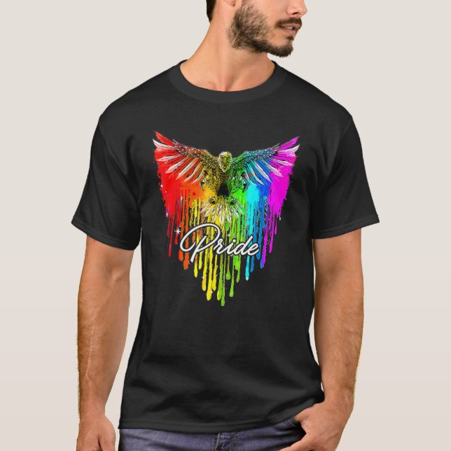 T-shirt Bald Eagle Usa Lgbt Rainbow Flag Shirt Gay Et Les (Devant)