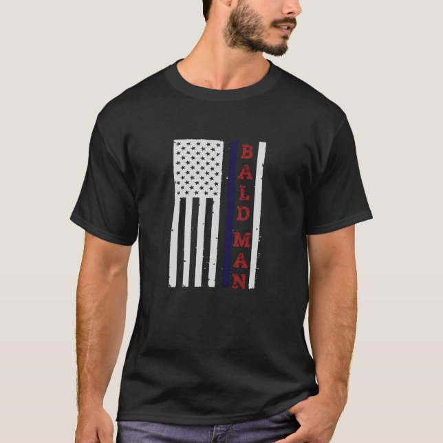 T-shirt BALD MAN USA Drapeau Patriotique (Devant)