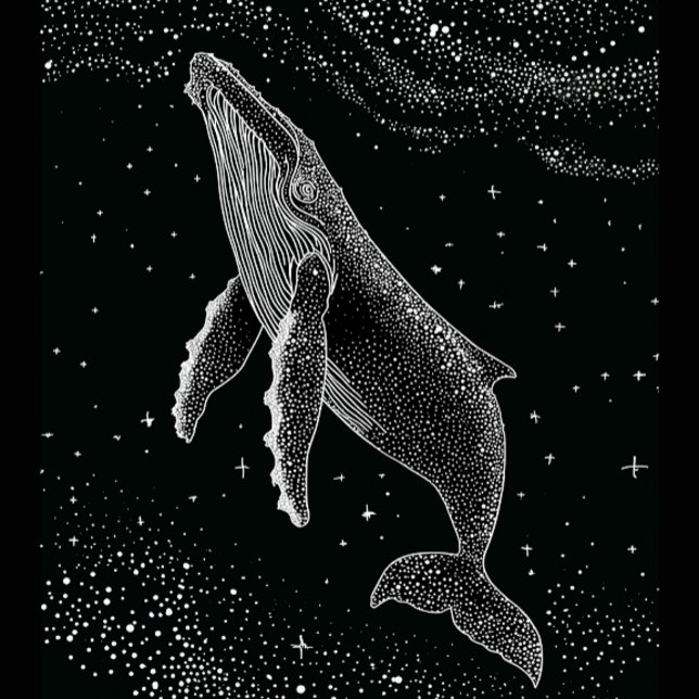 T-shirt Baleine à bosse étoilée Art points célestes Noir e (Créateur téléchargé)