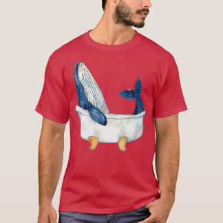 T-shirt Baleine à bosse prenant l'aquarelle du bain
