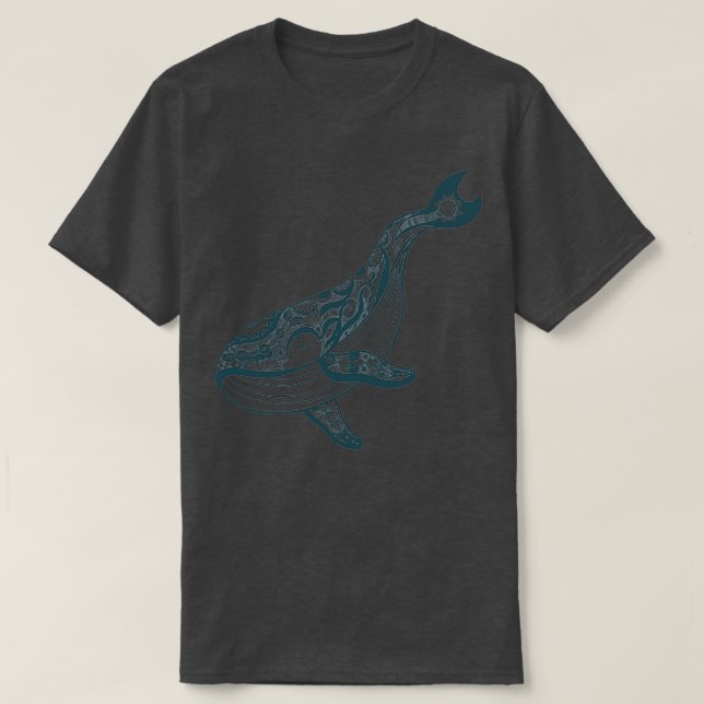 T-shirt Baleine à esprit tribal foncé (Design devant)