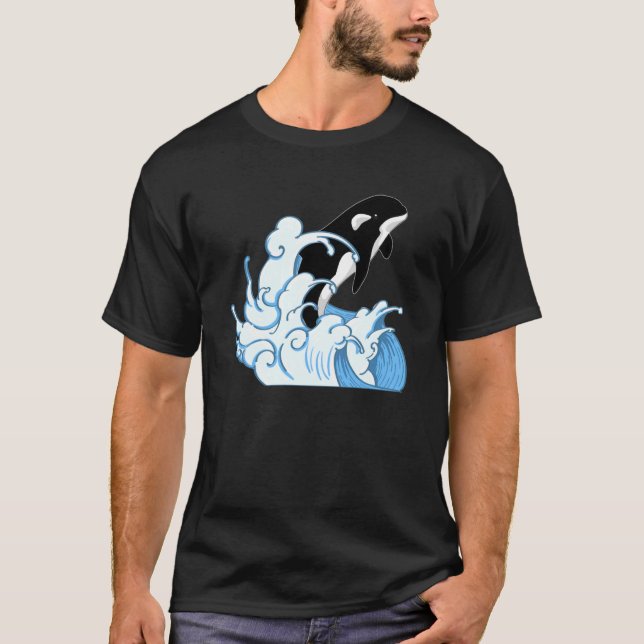T-shirt Baleine Animal Océan Tueur Baleine Vagues Orca Swe (Devant)
