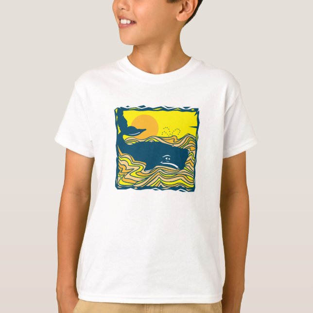 T-shirt baleine au coucher du soleil (Devant)