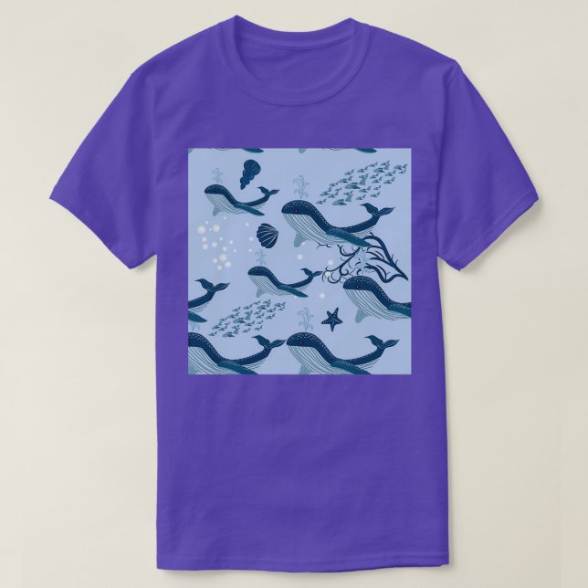 T-shirt baleine avec élément de vie sous-marin algues moti (Design devant)