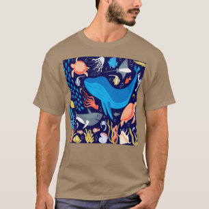 T-shirt baleine avec élément de vie sous-marin motif