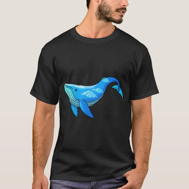 T-shirt Baleine bleue avec des nuages (Devant)