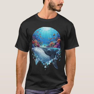 T-shirt Baleine bleue majestueuse récif de corail faune oc