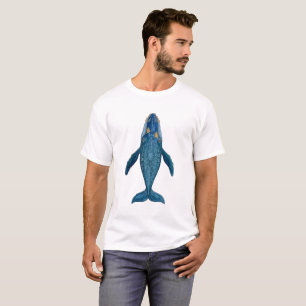 T-shirt Baleine bleue motif géométrique ornemental vu de d