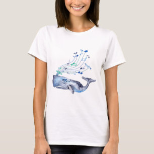 T-shirt Baleine bleue musicale de chant