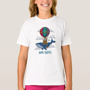 T-shirt Baleine bleue volant avec montgolfière