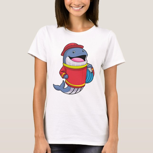 T-shirt Baleine comme pompier avec tuyau (Devant)
