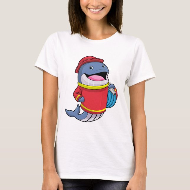 T-shirt Baleine comme pompier avec tuyau (Devant)