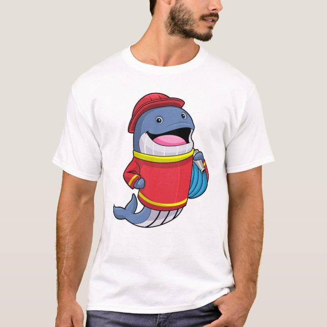 T-shirt Baleine comme pompier avec tuyau (Devant)