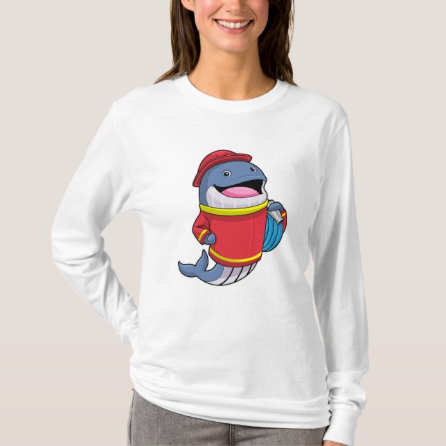 T-shirt Baleine comme pompier avec tuyau (Devant)