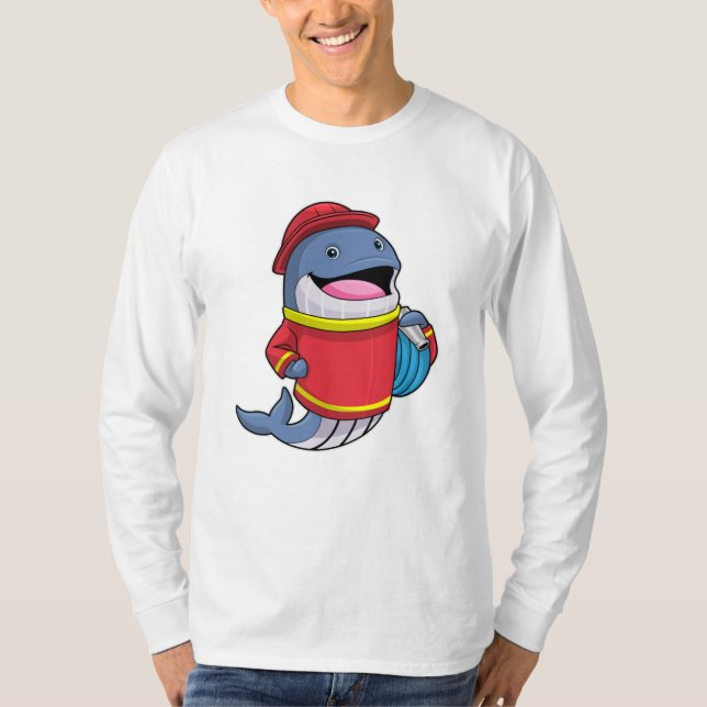 T-shirt Baleine comme pompier avec tuyau (Devant)