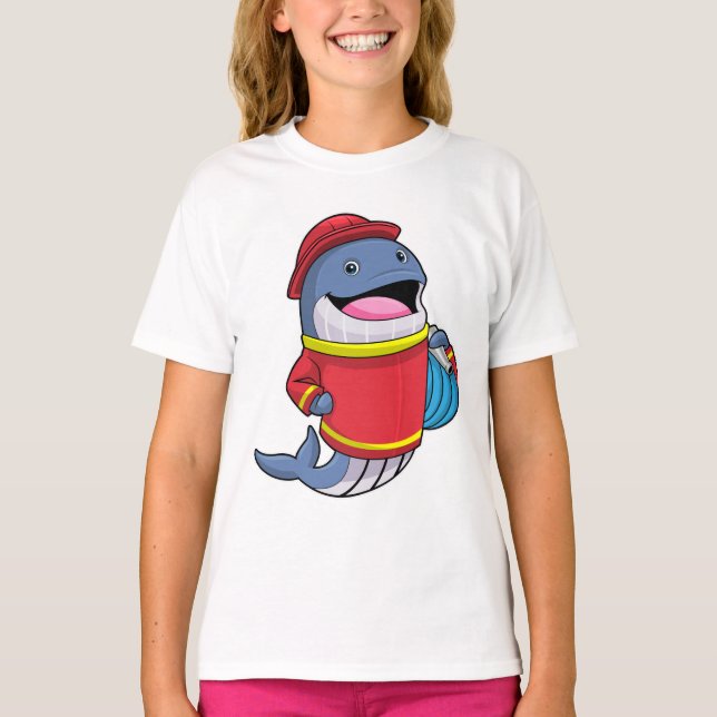 T-shirt Baleine comme pompier avec tuyau (Devant)