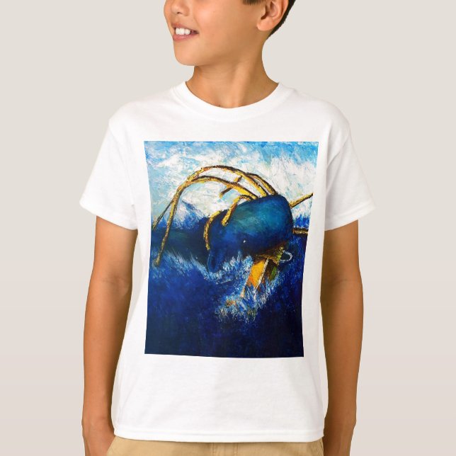 T-shirt Baleine contre la peinture colossale de paysage (Devant)