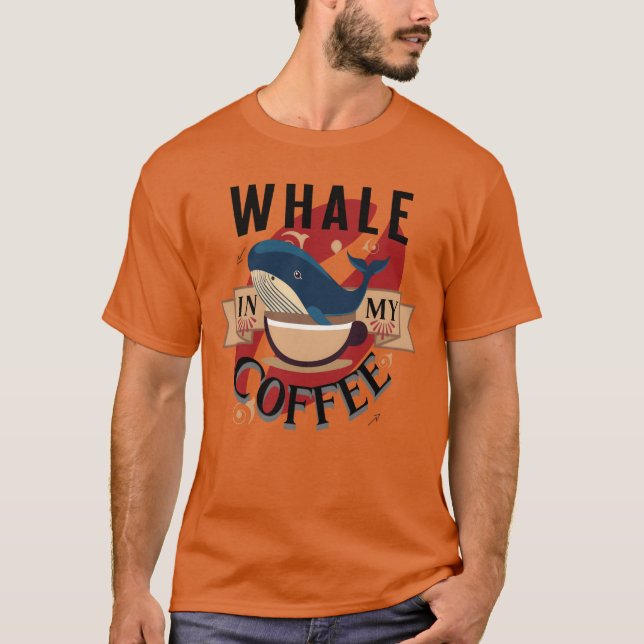 T-shirt Baleine dans mon ami café (Devant)