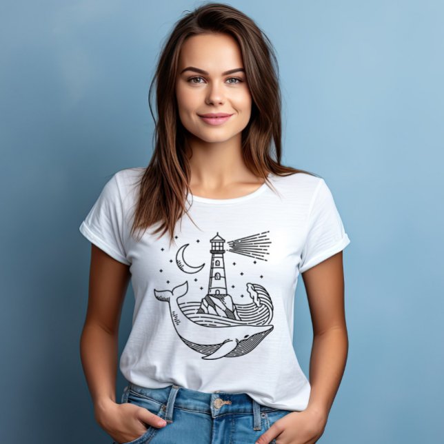 T-shirt Baleine de lune phare (Créateur téléchargé)