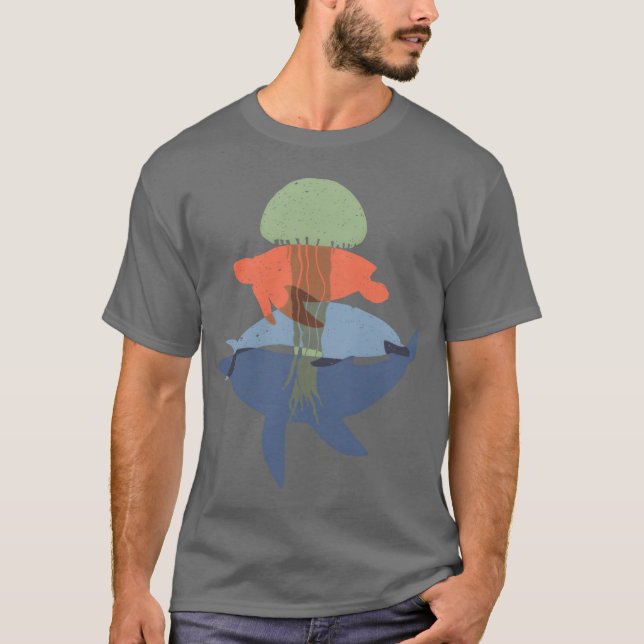T-shirt Baleine et amis Dolphinurtle et ami (Devant)
