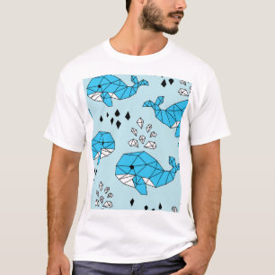 T-shirt Baleine géométrique : Motif mignon sans couture
