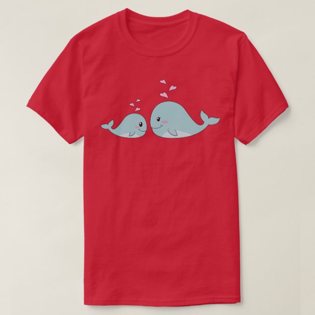 T-shirt Baleine mère Enfant poisson enceinte baby shower F (Design devant)
