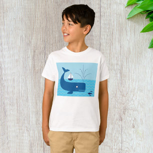 T-shirt Baleine nautique et voilier océan mer bleue