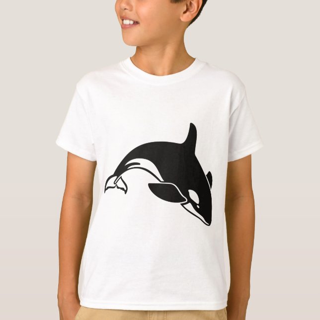 T-shirt Baleine noire et blanche tueuse à Orca (Devant)