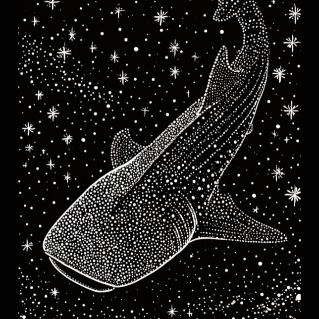 T-shirt Baleine requin céleste noir blanc étoiles points a (Créateur téléchargé)