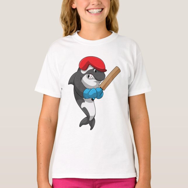 T-shirt Baleine tueuse au cricket avec chauve-souris de cr (Devant)