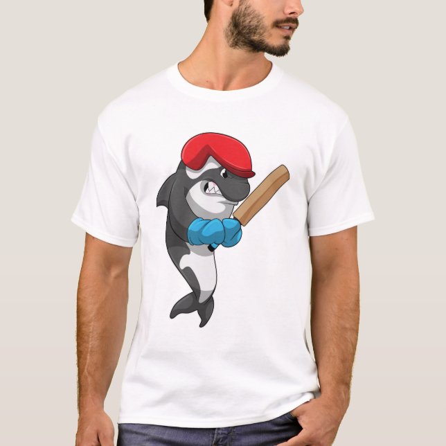 T-shirt Baleine tueuse au cricket avec chauve-souris de cr (Devant)