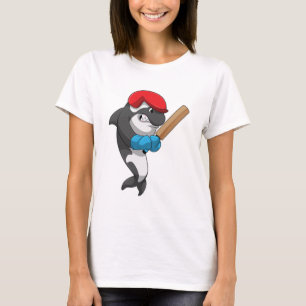 T-shirt Baleine tueuse au cricket avec chauve-souris de cr